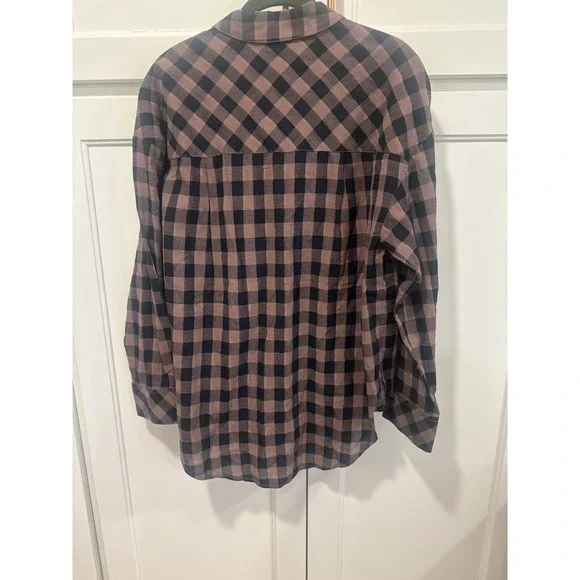 Sanctuary Womens Brown Black Plaid Button Down Shirt western tunic Size S boho - Picture 5 of 8